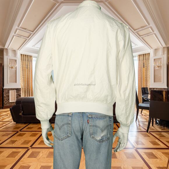 Vintage Members Only Cafe Racer Biker Mod Bomber Windbreaker White Jacket M - Picture 3 of 8